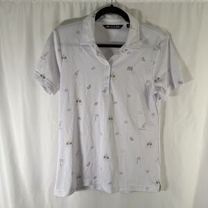 Travis Mathew Polo Women's Medium White High Noon Cocktail Short Sleeve Collared